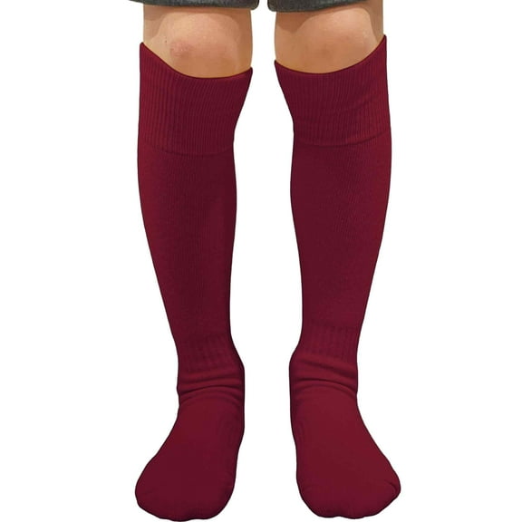 Couver Unisex Solid Youth / Kids Knee High Sports Athletic Baseball Softball Socks, Maroon, Large, 1 Pair