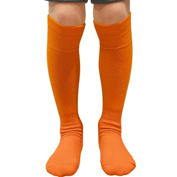 Couver Unisex Solid Youth / Kids Knee High Sports Athletic Baseball Softball Socks, Orange, Small, 1 Pair