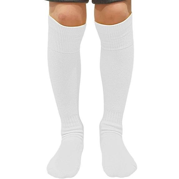 Couver Unisex Solid Youth / Kids Knee High Sports Athletic Baseball Softball Socks, White, Small, 1 Pair