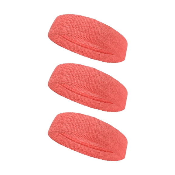Couver Unisex Standard Fit Head Sweatbands 3 Pack, Solid Pink