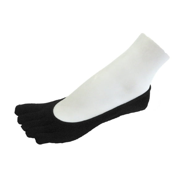 Couver Unisex Super Low Cut 5 Finger No Show Toe socks, Black, Small