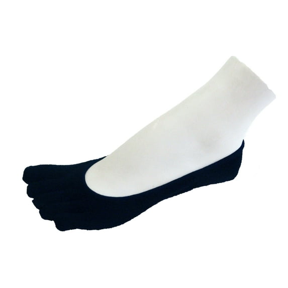 Couver Unisex Super Low Cut 5 Finger No Show Toe socks, Navy, Small