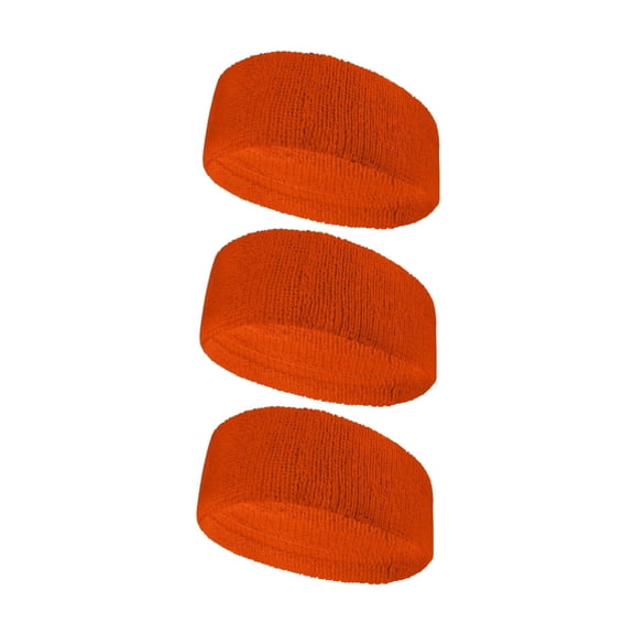 Couver Unisex Terry Head Sweatband 3 Inch Wide 3 Pack Solid Dark Orange