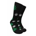 thumbnail image 1 of Couver Unisex Weed Leaf Printed Marijuana Mid-Calf Crew Socks (Black/Green/White), 1 of 7
