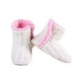 thumbnail image 1 of Couver Women Cable Knit Slippers House Booties Socks Soft Sherpa Lining Rubber Soles, White, Medium / Large, 1 Pair, 1 of 2