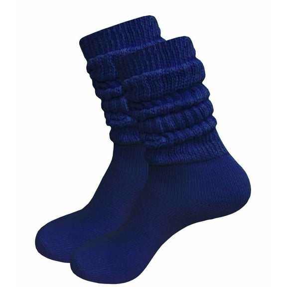 COUVER Womens Slouch Socks Cotton Stretch Knee Length, Navy, 9-11, 1 Pair