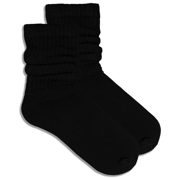 COUVER Womens Slouch Socks Cotton Stretch Crew Length, Black, 6-8, 1 Pair
