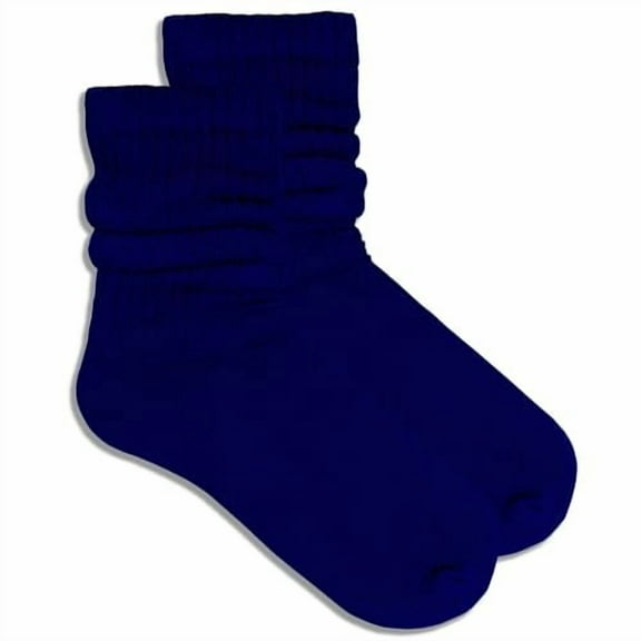 COUVER Womens Slouch Socks Cotton Stretch Crew Length, Navy Blue, 6-8, 1 Pair