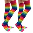 thumbnail image 1 of COUVER Women Striped Over Knee Stockings, Neon Rainbow, 2 Pairs, 1 of 7