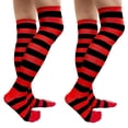 thumbnail image 1 of COUVER Women Striped Over Knee Stockings, Red Black, 2 Pairs, 1 of 8
