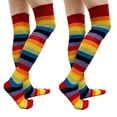 thumbnail image 1 of COUVER Women Striped Over Knee Stockings, Regular Rainbow, 2 Pairs, 1 of 8