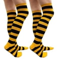 thumbnail image 1 of COUVER Women Striped Over Knee Stockings, Yellow Black, 2 Pairs, 1 of 8