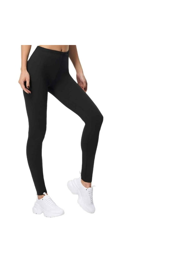 Women's Cotton Spandex Basic Leggings Pants, Black M, 1 Pack