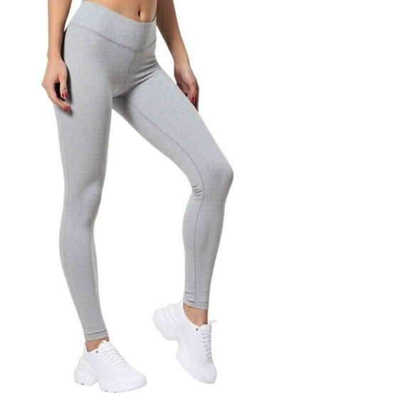 Couver Women's Cotton Spandex Basic Leggings Pants, Heather Grey L, 1 Pack