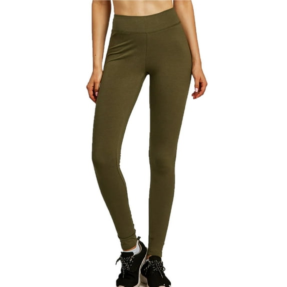 Couver Women's Cotton Spandex Basic Leggings Pants, Olive M, 1 Pack