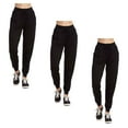 thumbnail image 1 of Couver Women's Cotton Stretch Active Jersey Jogger Pants with Pockets, Black L, 3-Pack, 1 of 4