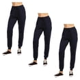thumbnail image 1 of Couver Women's Cotton Stretch Active Jersey Jogger Pants with Pockets, Navy XL, 3-Pack, 1 of 6