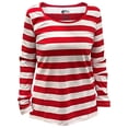thumbnail image 1 of Couver Women’s Halloween Cosplay Long Sleeve Striped Shirt, Red and White Pirate, 2XL, 1 of 9