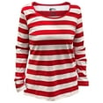 thumbnail image 1 of Couver Women’s Halloween Cosplay Long Sleeve Striped Shirt, Red and White Pirate, L, 1 of 9