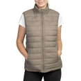 thumbnail image 1 of Women's Nylon Zip Up Quilted Puffer Vest, Taupe, Small, 1 Pack, 1 of 2