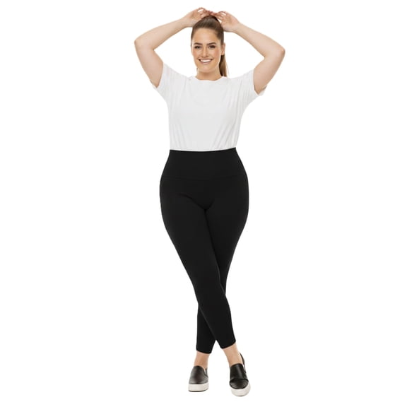 Couver Women’s Seamless Fleece Lined Workout Leggings, Plus Size, Black