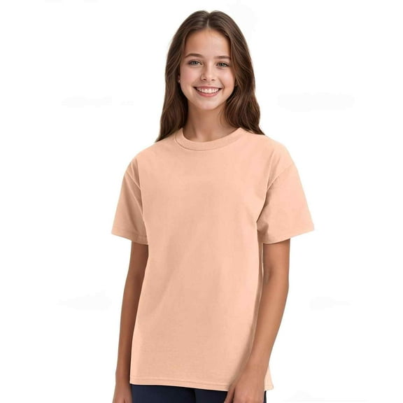 Couver Youth Boys & Girls Cotton Classic T-Shirt Short Sleeve Crewneck Tee, Candy Orange, Small, 1 Piece