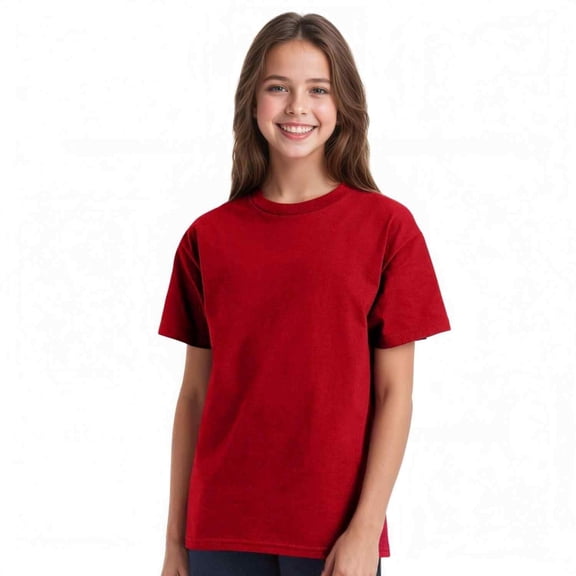 Couver Boys Cotton Active Short Sleeve Crewneck Shirt 1 Piece, Deep Red, Large