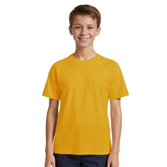 Couver Boys Cotton Active Short Sleeve Crewneck Shirt 1 Piece, Gold, Extra Large