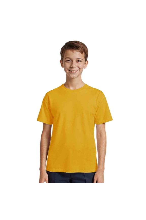 Boys Cotton Active Short Sleeve Crewneck Shirt 1 Piece, Gold, Extra Small