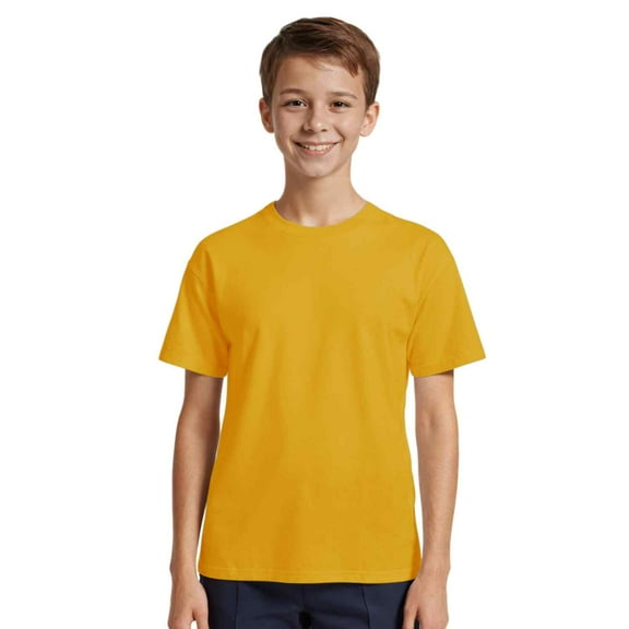 Couver Youth Boys & Girls Cotton Classic T-Shirt Short Sleeve Crewneck Tee, Gold, Extra Small, 1 Piece