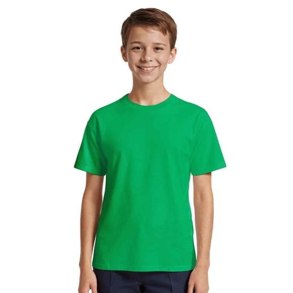 Couver Boys Cotton Active Short Sleeve Crewneck Shirt 1 Piece, Kelly Green, Medium