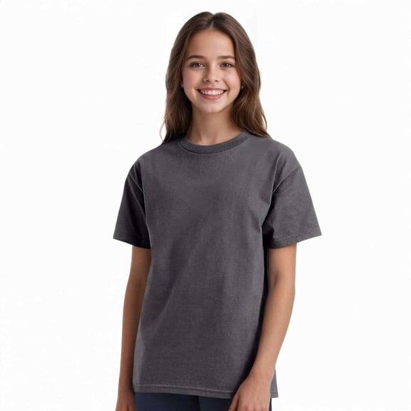 Couver Boys Cotton Active Short Sleeve Crewneck Shirt 1 Piece, Smoke Grey, Extra Large