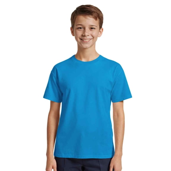 Couver Boys Cotton Active Short Sleeve Crewneck Shirt 1 Piece, Teal, Small