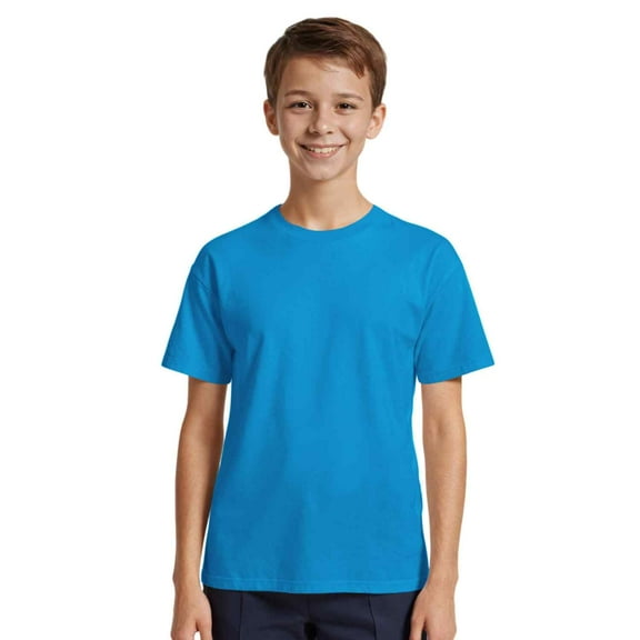 Couver Youth Boys & Girls Cotton Classic T-Shirt Short Sleeve Crewneck Tee, Teal, Small, 1 Piece