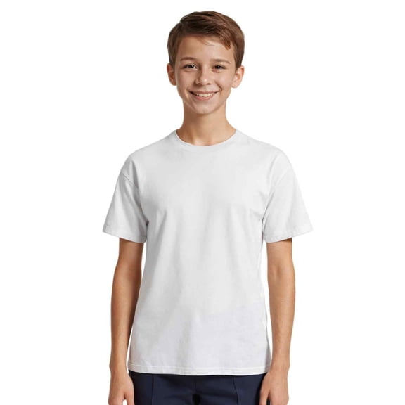 Couver Boys Cotton Active Short Sleeve Crewneck Shirt 1 Piece, White, Large