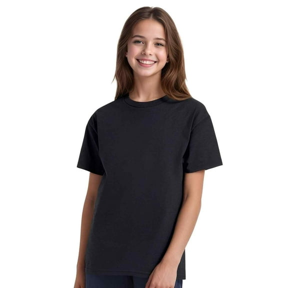 Couver Youth Boys & Girls Cotton Classic T-Shirt Short Sleeve Crewneck Tee, Charcoal Heather, Extra Large, 1 Piece