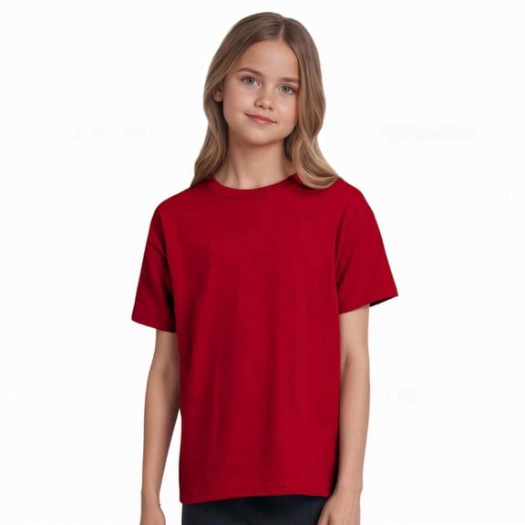 Couver Boys Active Cotton Blend Short Sleeve T-Shirt, Deep Red, Size Small, 1 Piece