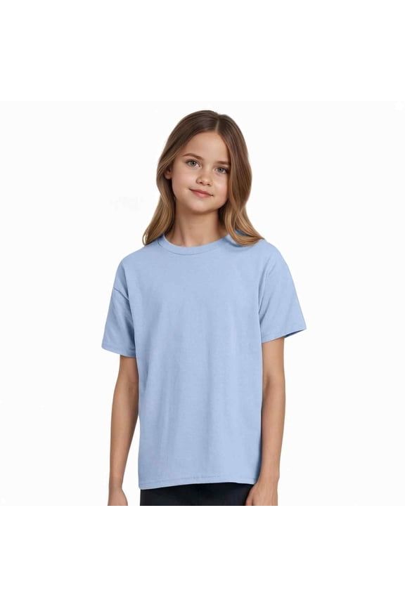 Boys Active Cotton Blend Short Sleeve T-Shirt, Light Blue, Size Large, 1 Piece