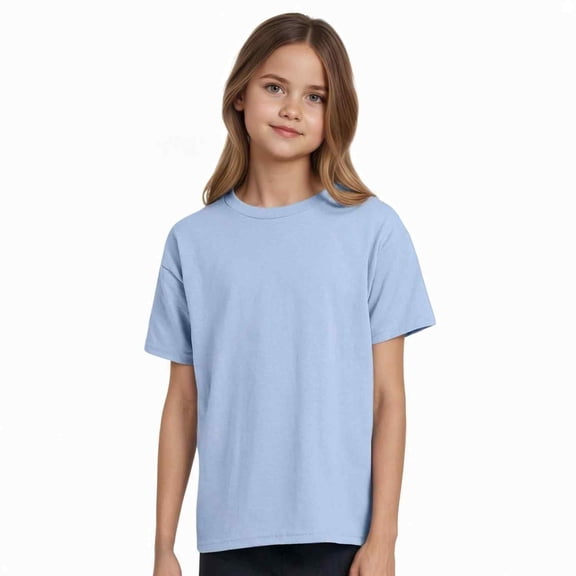 Couver Boys Active Cotton Blend Short Sleeve T-Shirt, Light Blue, Size Medium, 1 Piece