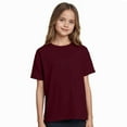 thumbnail image 1 of Couver Kids Girls Boys Solid Color Short Sleeve Cotton Blend T-Shirt, Everyday Summer Top, Maroon, Extra Small, 1 Piece, 1 of 8
