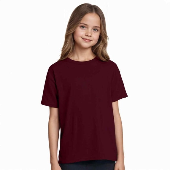 Couver Boys Active Cotton Blend Short Sleeve T-Shirt, Maroon, Size Extra Small, 1 Piece