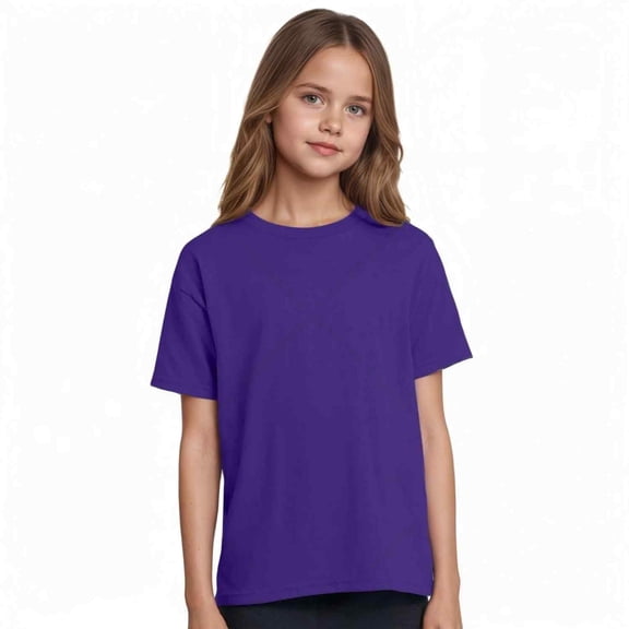 Couver Boys Active Cotton Blend Short Sleeve T-Shirt, Purple, Size Large, 1 Piece