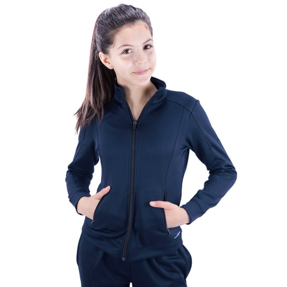 Covalent Activewear Girls Full Zip River Jacket with Moisture Wicking Fabric and 2 Side Pockets