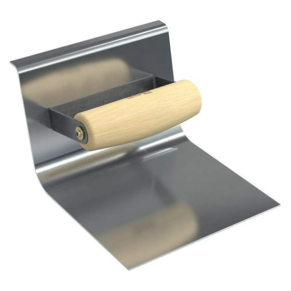 Cove Base Tool 6x6 Inch - Stainless Steel Epoxy Tool with Wood Handle - 3/4 & 4 Inch Returns - Flooring Installation Tools for Baseboards & Cove Bases