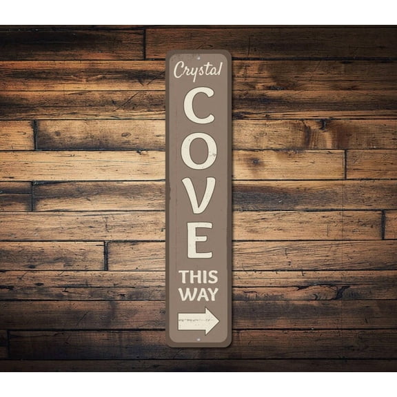 Cove Beach Sign Custom Beach Name This Way Arrow Sign Secret Cove Ocean Lover Gift Metal Beach House Decor - Cove Signs - Size: 16 x 4 Inches