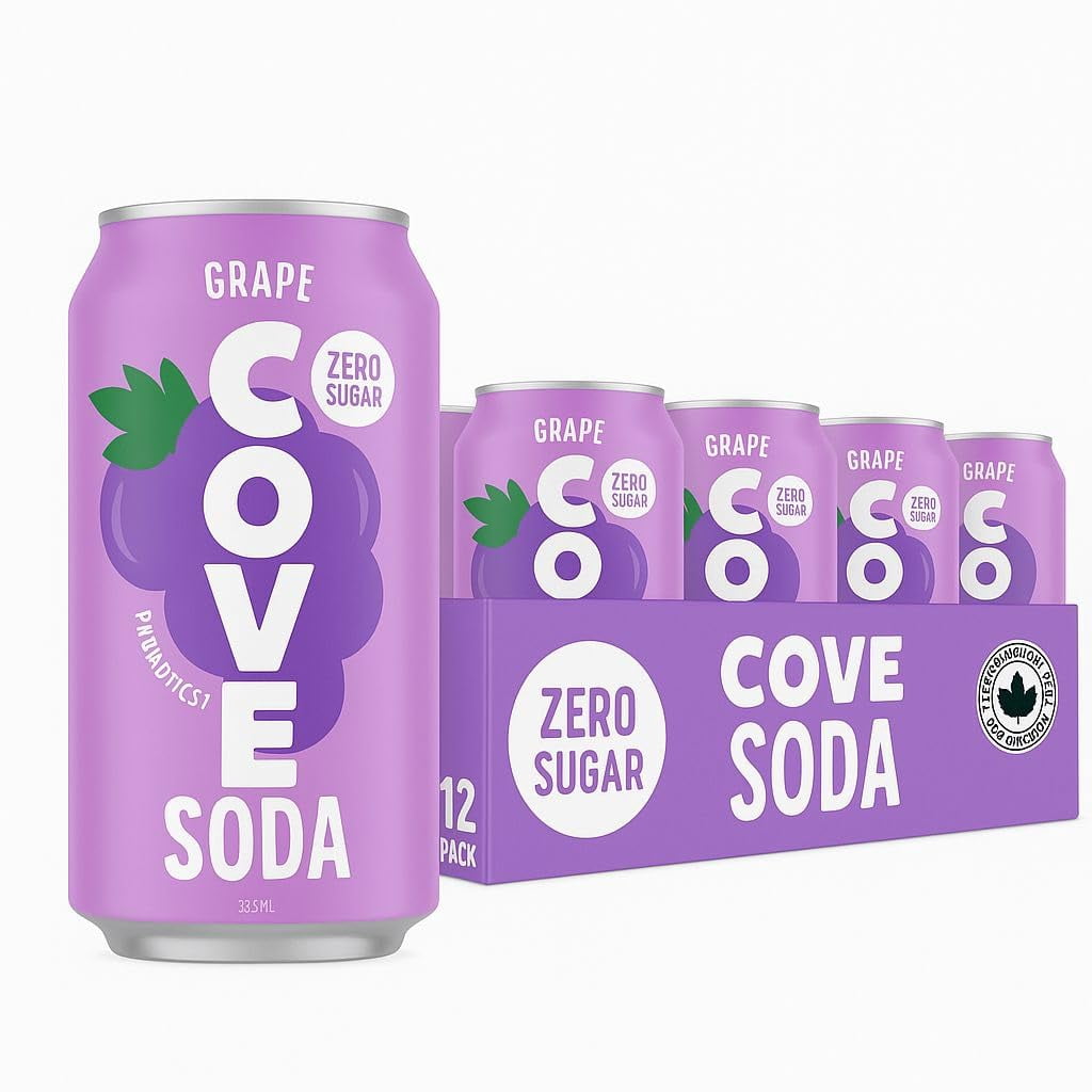 Cove Grape Probiotic Soda, 12 fl oz, Case of 12, Naturally