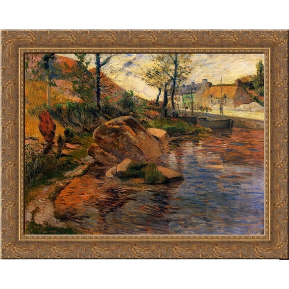 Cove opposite Pont-Aven Harbor 24x20 Gold Ornate Wood Framed Canvas Art by Paul Gauguin
