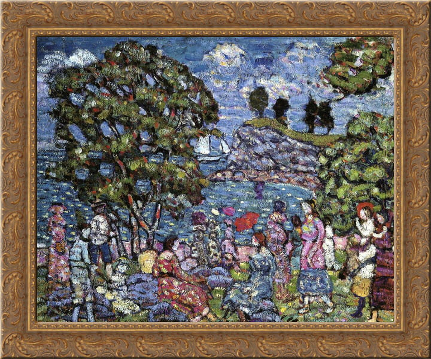 Cove with Figures 24x20 Gold Ornate Wood Framed Canvas Art by ...