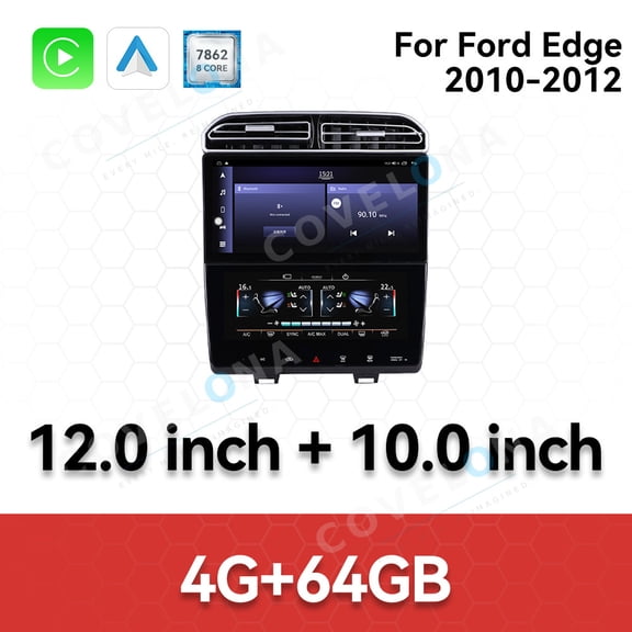 Covelona 12.0 inch Android Double Din Car Stereo Radio For Ford Edge 2010-2012 Car Multimedia Video Player GPS Navigation Carplay Head Unit Touch Screen、Air Conditioner Panel