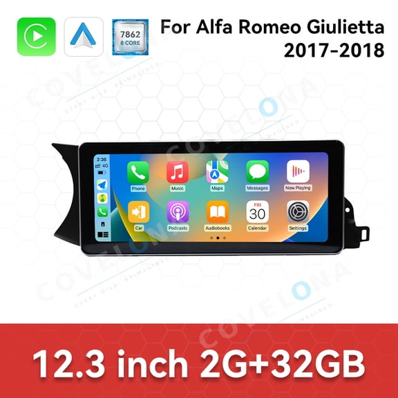 Covelona 12.3 inch Android Double Din Car Stereo Radio For Alfa Romeo Giulietta 2017-2018 Car Multimedia Video Player GPS Navigation Carplay Head Unit Touch Screen